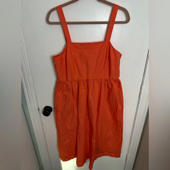 Coral Pink Women Sundress Dress L Pleated Ruffle Sleeveless Square Neck #1469 - Picture 2 of 7